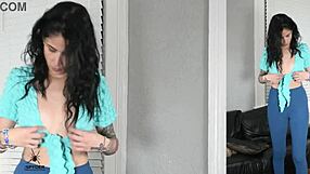 jazmin slips into tight leggings and shirt for photoshoot. juicy ass shakes wildly!