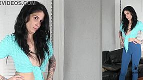 jazmin slips into tight leggings and shirt for photoshoot. juicy ass shakes wildly!