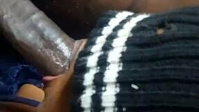 Beautiful black teen deepthroats spits on my throbbing cock