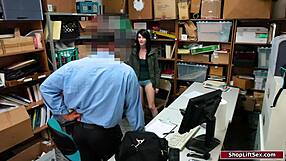 Hot shoplifter caught stealing. Horny officer bangs her deep office-style!