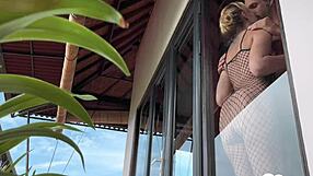 early morning starts with skinny blonde's standing doggy then sloppy blowjob