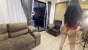 What if tall asian ladyboy's long legs and big tits hid a monster cock surprise