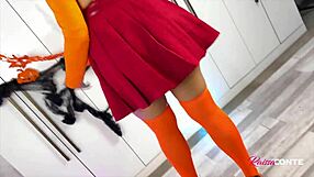 Curvy Velma Takes Bent-Over Anal Creampie in Sexy Halloween Costume