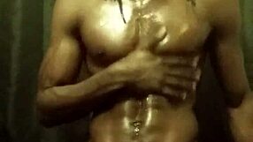 Oiled muscular bodybuilder strokes massive bbc monster cock solo