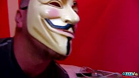 Masked Guy Joins Threesome for Double Penetration Anal Blowjob Cowgirl