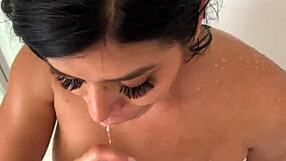 oh man that wet shower sex with sara retali cumming right in sergio lagos mouth