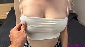 Student Flashes Panties Then Gets Bent Over Fucked Hard Cumming on Underwear!