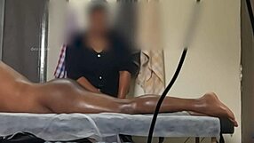 She gives him a teasing handjob massage turning into happy ending at the spa