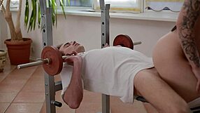 Tall teen face sits pussy grinds dick deep creampie gym pov rough