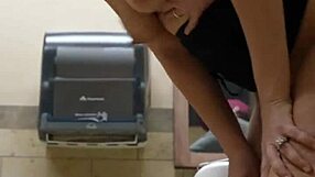 LEAKY PUSSY CREAMPIED IN HUGE PUBLIC RESTROOM!
