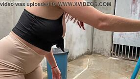 Bet you can't resist grabbing this massive latina prostitute's ass passing by voyeur style