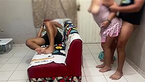 Having fun with the sister-in-law right in front of her husband