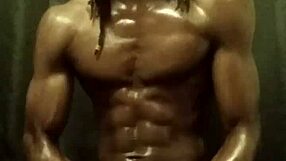 Oiled muscular bodybuilder strokes massive bbc monster cock solo