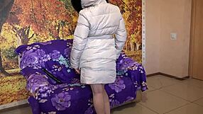 hey milf in fur hood coat suckin big dildo different ways fetish style