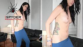 jazmin slips into tight leggings and shirt for photoshoot. juicy ass shakes wildly!