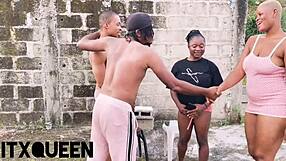 Tall Lizzy Rides Husband's Huge African Cock Shared with Itxqueen in Foursome