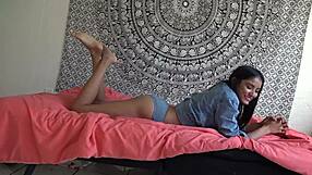 Prone bone thigh fuck squeezes creampie between arab filipina pakistani panties ass