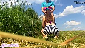 cute wife in dress sneaks outdoors gives boyfriend sloppy blowjob swallows every drop of cum