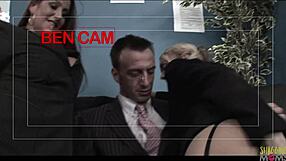 Two Horny Milf Secretaries In Lingerie Fuck Bosses Doggystyle On Office Couch