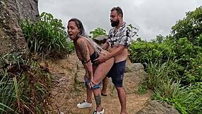 menage in public me eating friend's pussy while nicoly milks guy's cum