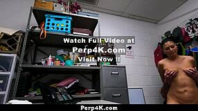 Officer FINGERS the teen suspect's pussy DEEP to check for hidden items. Perp4k office spying