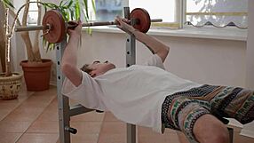 Tall teen face sits pussy grinds dick deep creampie gym pov rough