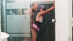 stepsis scrubs bathroom while i bathe doesnt wait ends up taking my cock spanish style