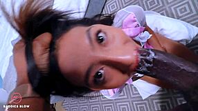 Luisa Sanchez bends over for huge black cock deepthroat and facial cumshot