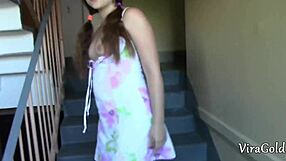 casual pov blowjob deepthroat from cute neighbor teen girl