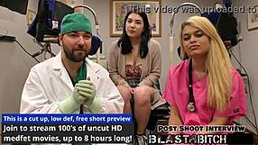 Mina Moon's Shaved Pussy Blasted Hard In Missionary Face Fuck With Latex Gloves And Cum