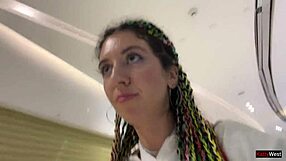 Crazy public mall cumwalk ends with toilet blowjob facial explosion