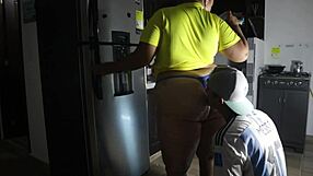 colombiana jumps argentine cock post match... rough kitchen doggy squirtin everywhere!!