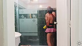 stepsis scrubs bathroom while i bathe doesnt wait ends up taking my cock spanish style