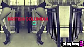 Big tits blonde strips rips clothes bares natural boobs