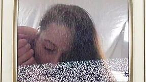 Mina Moon's Shaved Pussy Blasted Hard In Missionary Face Fuck With Latex Gloves And Cum