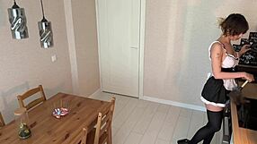 housekeeper grabs dildo on kitchen table should i punish her ass or reward that pussy?