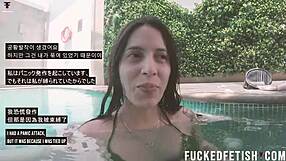 helen star whispers submission to oral sex. vibrator blindfold with couple partner