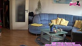 Old German Granny Neighbor Welcomes Young Stud with Monster Cock Creampie