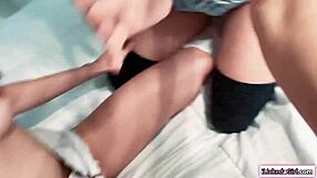 Teen babe captures bff devouring shaved pussy