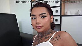 Annie Clementina's petite brazilian ass takes first bareback anal ATM with big black cock gape and dirty talk