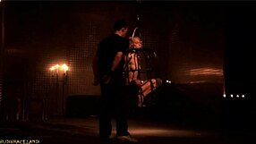 skinny teen slave crawls leashed behind master outdoors for bdsm blowjob spanking whipping submission