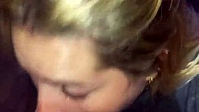 blonde amateur bends over for deepthroat blowjob and facial cumshot
