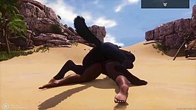 Big Juicy Ass Curvy Black MILF Indra Fucks Wolf-Costumed Man Hard Outdoor Squirting on Monster Cock