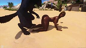 Big Juicy Ass Curvy Black MILF Indra Fucks Wolf-Costumed Man Hard Outdoor Squirting on Monster Cock