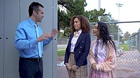 dirty teen uniform skirt hides what teacher's huge cock uncovers??