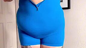 Curvy Plump Asian Worships Her Massive Natural Boobs During Soft Workout