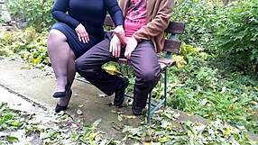 our filthy street cum fetish has this chubby milf in nylons covered head to toe