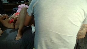 What if hot petite babes played with pussies while guys just stared?