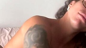 Masturbating wildly with toys, horny tattooed brunette cums hard repeatedly