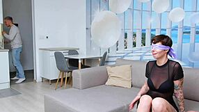 Four cocks gangbang friend's wife as birthday gift surprise